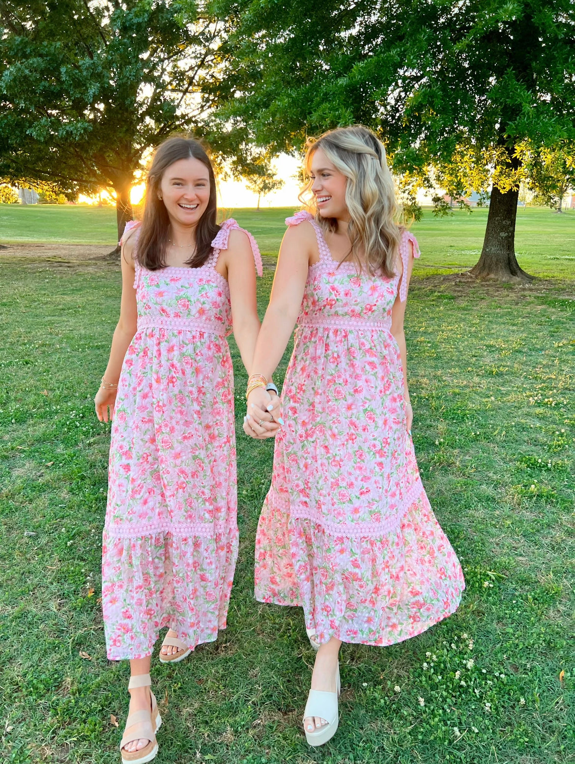 ROSE MIDI DRESS - PINK/WHITE