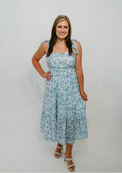 BAY VIEW MIDI DRESS - BLUE/WHITE