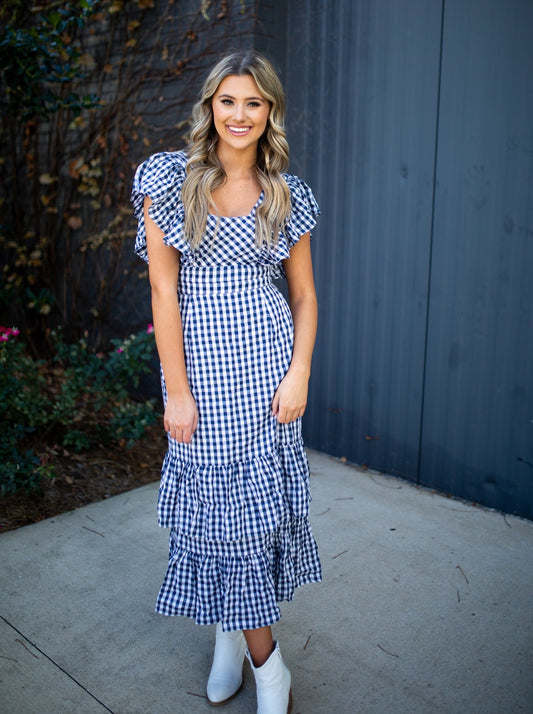 SUNDAY IN THE SOUTH - BLUE GINGHAM DRESS