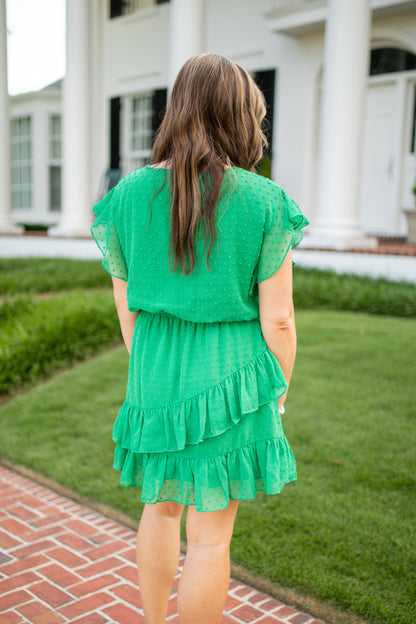 HAPPY DAY - GREEN RUFFLE DRESS