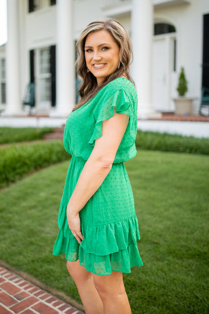 HAPPY DAY - GREEN RUFFLE DRESS