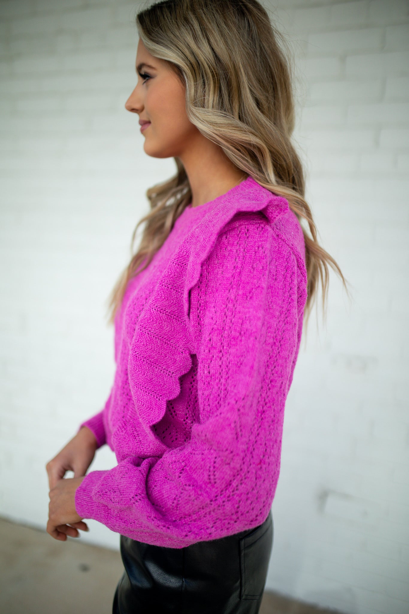 FALLING FOR YOU - RUFFLE KNIT SWEATER