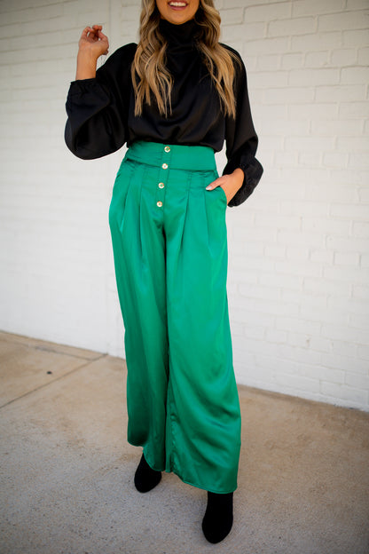 GREEN ENVY - SATIN PANTS