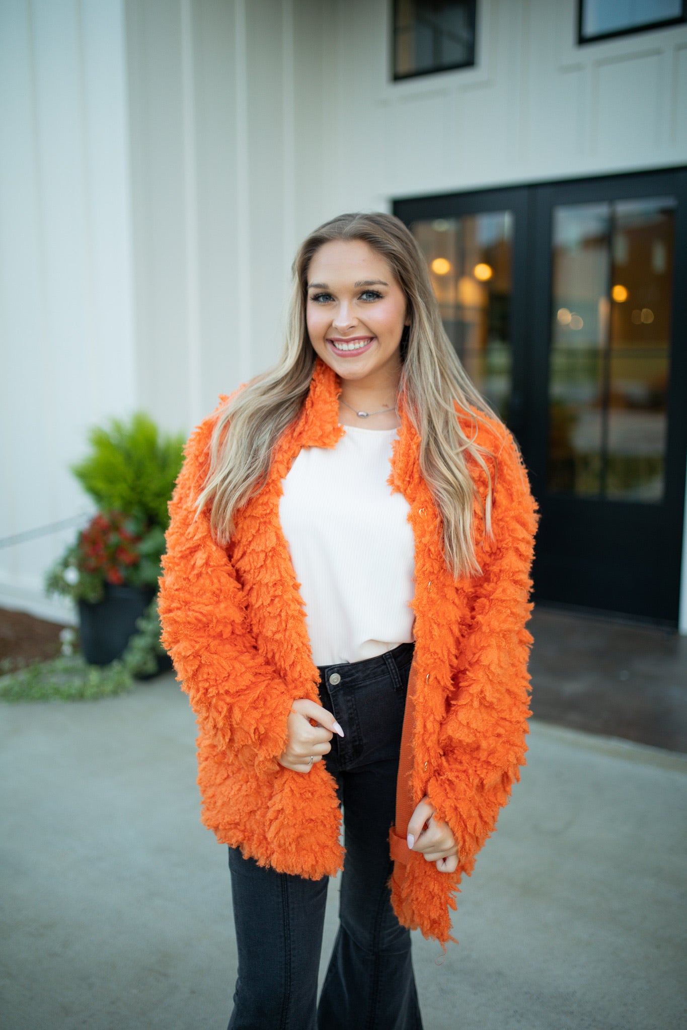 HOT TO HANDLE - ORANGE FURRY JACKET