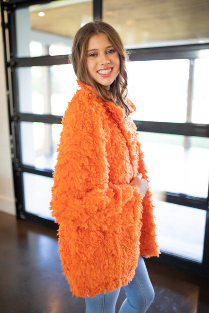 HOT TO HANDLE - ORANGE FURRY JACKET