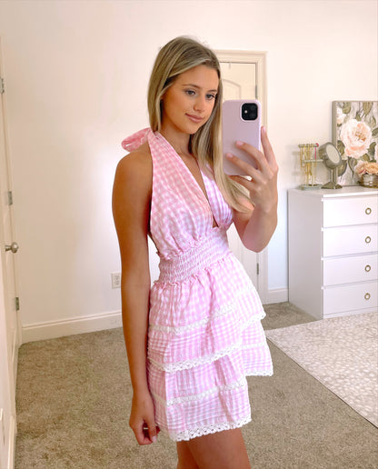 PRETTY IN PINK - HALTER ROMPER