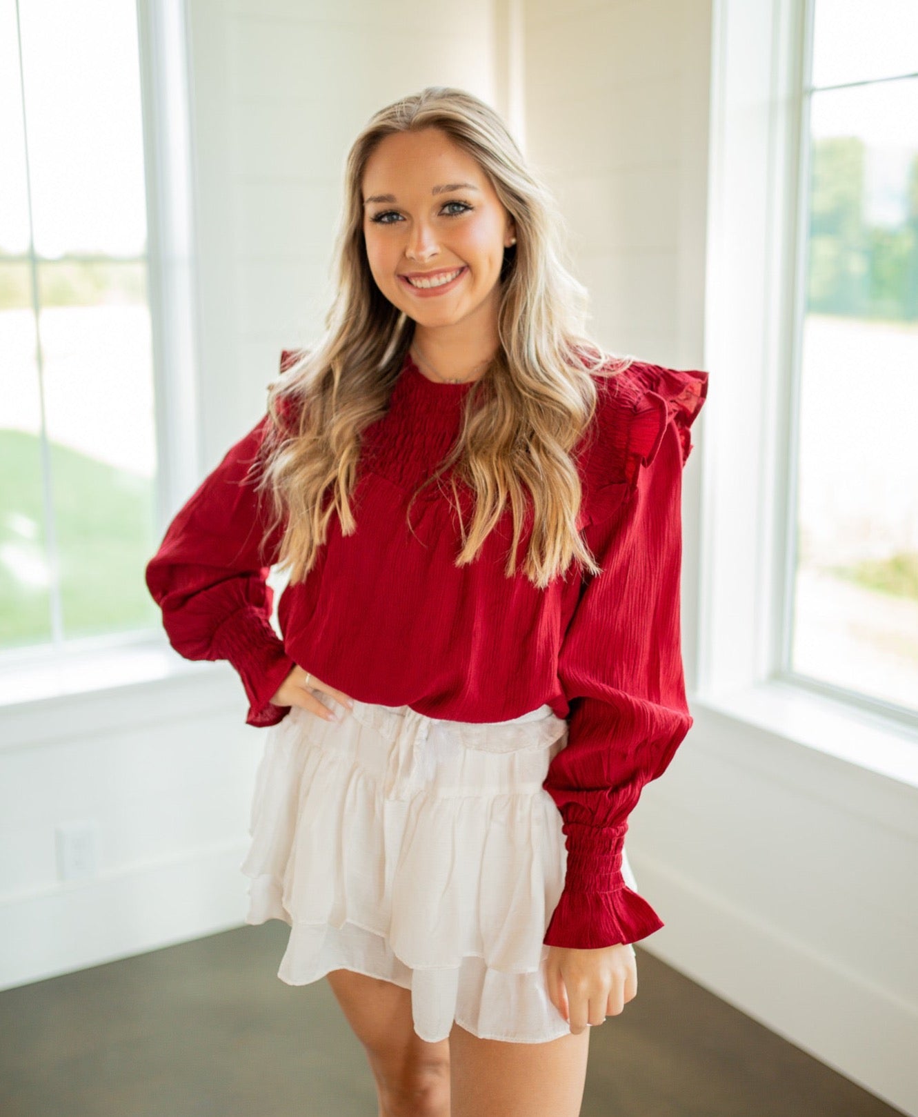 WINE DOWN - RUFFLE TOP