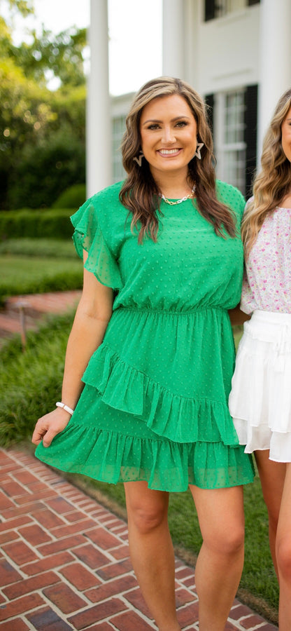 HAPPY DAY - GREEN RUFFLE DRESS