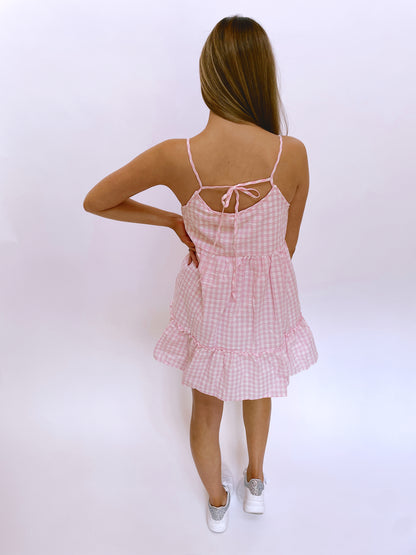 ANNIE GINGHAM DRESS - PINK/WHITE